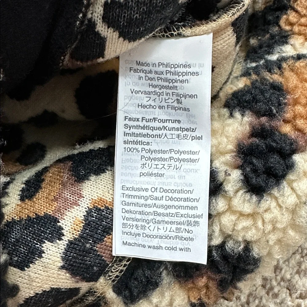 J. Crew Leopard Sherpa Snap-Front Pullover